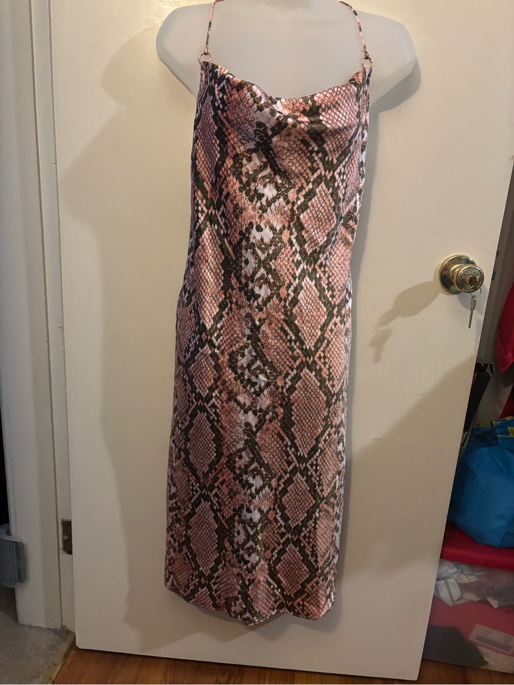 VS pink snake print slip dress